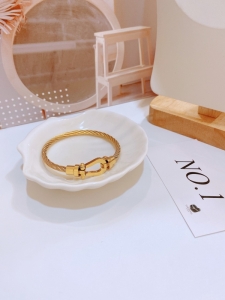 TTN7568 - Vòng tay titan kiểu dây thừng bút nịt (màu vàng)