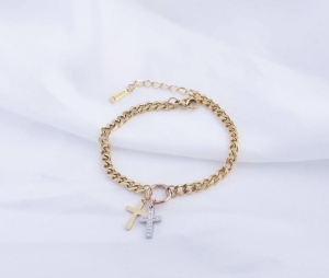 TTN7699 - Lắc tay titan xích chữ thập mix màu