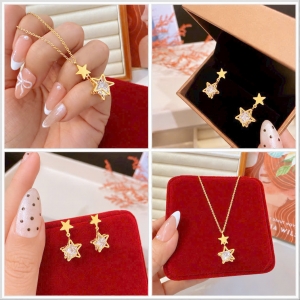 TT7721 - Set titan ngôi sao kẹp đá (dây chuyền, bông tai)