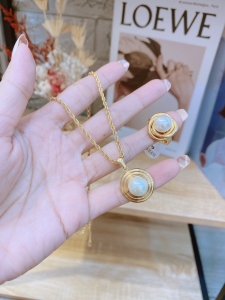 TT7743 - Set titan ngọc trai (dây chuyền & nhẫn - màu vàng)