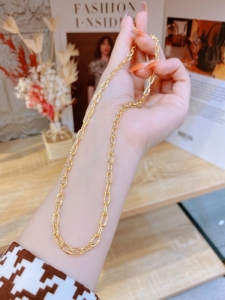 TTN7763 - Dây chuyền titan xích chạm (màu vàng)