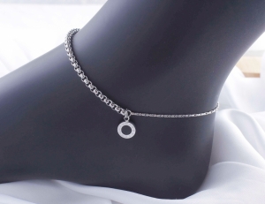 TTN7992 - Lắc chân titan dây kiểu la mã rơi (màu trắng)