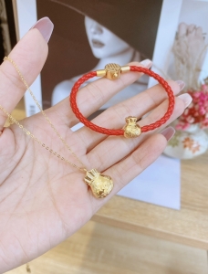 TT8104 - Set titan túi tiền (dây chuyền, lắc dây đỏ (màu vàng)