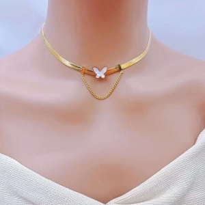 TTN8288 - Dây chuyền titan mì ép bướm dây rơi (màu vàng)