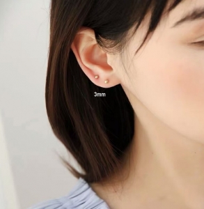 TTN8324 - Bông tai titan nụ bi 3 li (màu vàng)
