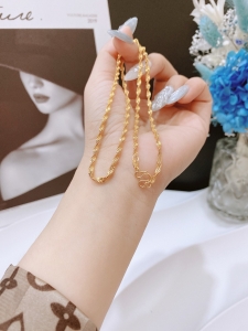 TTN8349 - Dây chuyền titan xoắn không mặt khóa M (màu vàng)
