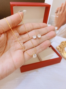 TT8405 - Set titan nụ đá (dây chuyền, bông tai - màu vàng)