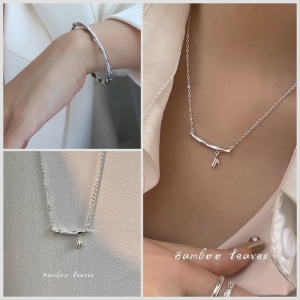 TT8538 - Set titan đốt tre (dây chuyền, vòng tay - màu trắng)
