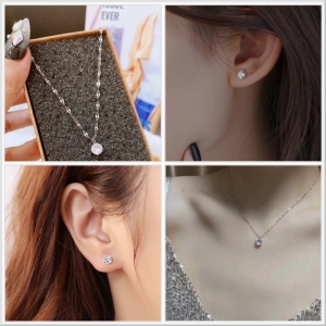 TT8594 - Set titan nụ đá 6 li (dây chuyền, bông tai - màu trắng)
