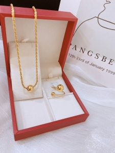TT8609 - Set titan bi (dây chuyền, nhẫn free size - màu vàng)