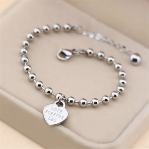 TTC8689 - Lắc tay titan bi tim LOVE FOREVER (màu trắng)