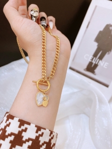 TTC8770 - Dây chuyền titan xích khóa chặn mặt tim xà cừ LOVE FOREVER (màu vàng)