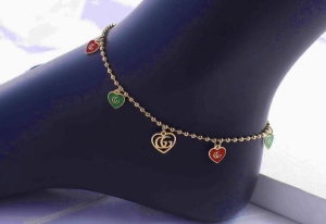 TTC8792 - Lắc chân titan bi tim GUCCI (màu vàng)