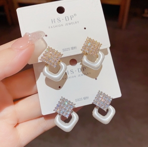 PK5163 - Bông tai 925 cao cấp (trắng/vàng)