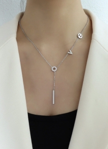 TTC8868 - Dây chuyền titan LOVE (màu trắng)
