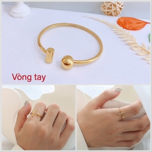TT8215 - Set titan bi thanh trụ (vòng tay, nhẫn - màu vàng)