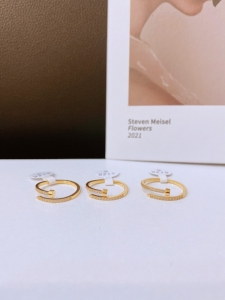 TTN8242 - Nhẫn titan đinh mảnh viền xoàn (size 5/6/7/8 - màu vàng)