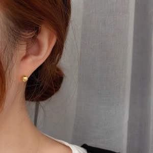 TTN9913 - Bông tai titan nụ bi 5 ly (màu vàng)