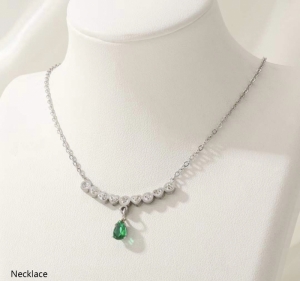 TTC9926 - Dây chuyền titan đá giọt nước rơi (màu trắng)