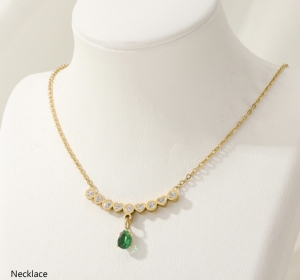 TTC9927 - Dây chuyền titan đá giọt nước rơi (màu vàng)