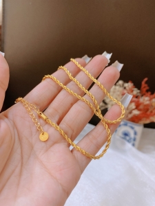 TTN10016 - Dây chuyền titan xoắn không mặt (màu vàng)