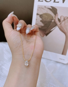 TTC10160 - Dây chuyền titan đá giọt nước (màu vàng)