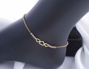 TTC10163 - Lắc chân titan tim rỗng phối đá (màu vàng)