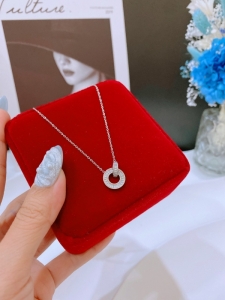 TTN10206 - Dây chuyền titan khoen đá paget lồng nhau (màu trắng)
