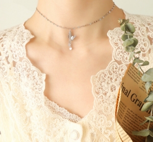 TTC10226 - Dây chuyền titan dây trúc bướm rỗng (màu vàng)