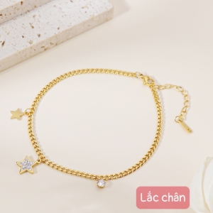 TTC10235 - Lắc chân titan ngôi sao đính đá (màu vàng)