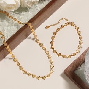 TT10244 - Set titan tim chạm (dây chuyền, lắc tay - màu vàng)
