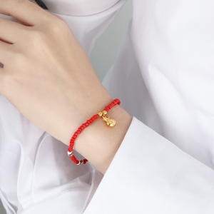 TTN10245 - Lắc tay titan túi tiền tài lộc (màu vàng)