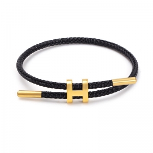 TTC10349 - Vòng tay titan đen bện rút Hermes (màu vàng)