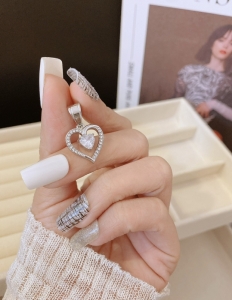 TTN10501 - Mặt dây chuyền tim đính đá (màu trắng)