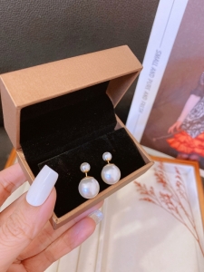 TTN10518 - Bông tai titan DIOR ngọc trai 6*12mm