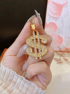 TTN10619 - Mặt dây chuyền $ form to (ngang 2.1cm * cao 3cm - màu vàng)