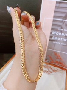 TTC10843 - Dây chuyền titan xích dẹp bản 7li (dài 60cm không tăng đưa - màu vàng)