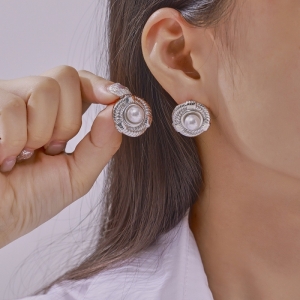 TTN10928 - Bông tai titan ngọc trai Vintage (màu trắng)
