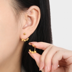 TTN10954 - Bông tai titan ngôi sao chui bi vặn (màu vàng)