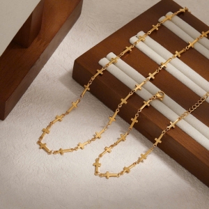 TT10967 - Set titan thánh giá (dây chuyền, lắc tay titan - màu vàng)