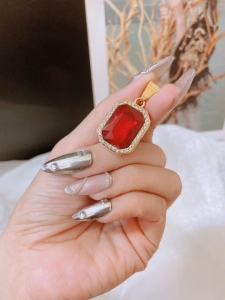 TTN11044 - Mặt titan đá đỏ (màu vàng)