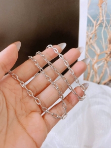 TTN11046 - Dây chuyền titan xích chạm (màu trắng)