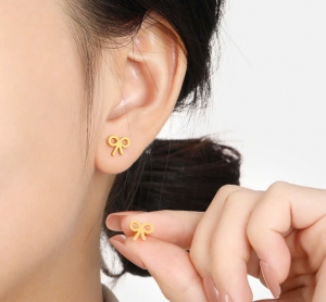 TTN11206 - Bông tai titan nơ nhí chui bi vặn