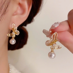 PKC5492 - Bông tai 925 cao cấp bướm ngọc trai