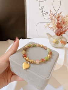 TTC11302 - Lắc tay titan đá màu mặt tim