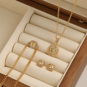 TT11312 - Set titan đá vuông (dây chuyền, lắc tay,bông tai)
