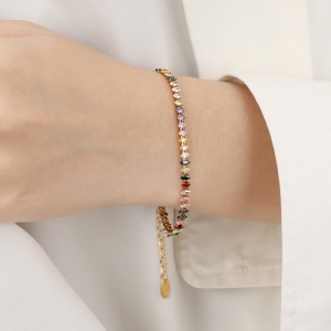 TTC11353 - Lắc tay titan đá màu hình thoi