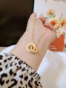 TTC11379 - Dây chuyền titan la mã lồng khoen đá dây trúc
