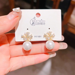 PKC5684- Bông tai 925 cao cấp hoa ngọc trai