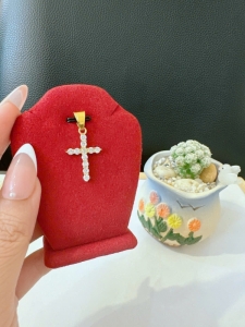 TTN11547- Mặt thánh giá đính đá ( Màu vàng )